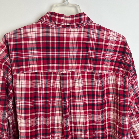 Ralph Lauren Chaps Red Navy Plaid Men's Button Down Shirt 100% Cotton Preppy - Picture 10 of 11